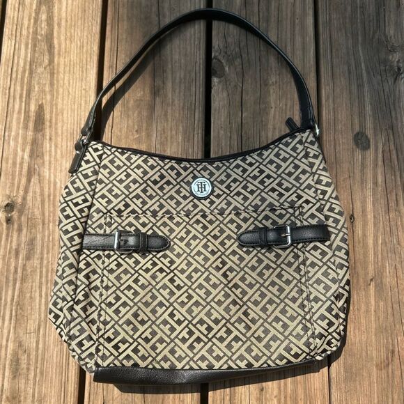 Tommy Hilfiger Handbags - Tommy Hilfiger Monogram Black Leather Tote Bag